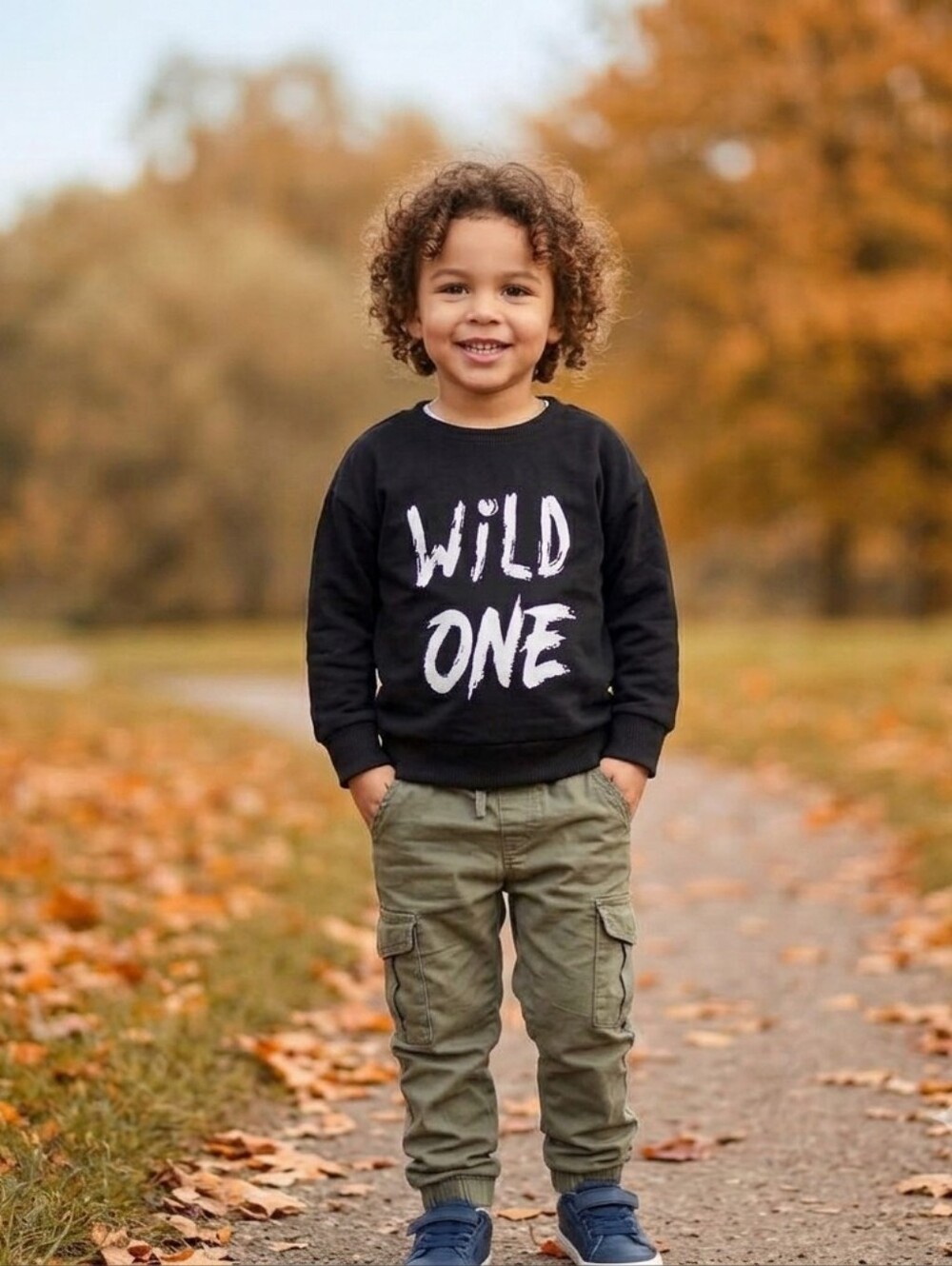 Kids Black & White "Wild One" Graphic Pullover Sweatshirt Crewneck Sweater 5-6Y